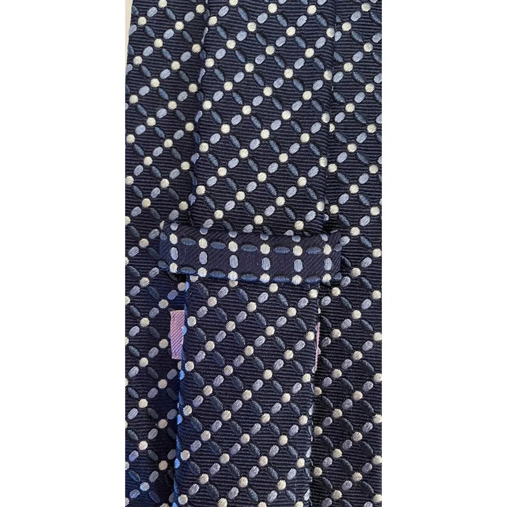 Bolgheri Men's Classic Neck Tie One Size Blue Geometric Print 100% Silk Italy